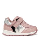Geox Pantofi sport din piele ecologica si material textil cu segment cu inchidere velcro - Roz prafuit/Argintiu