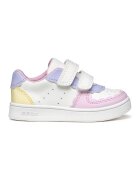 Geox Pantofi sport Eclyper in piele ecologica cu velcro - Alb/Roz deschis