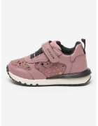 Geox Pantofi sport Fastics de piele ecologica cu velcro - Negru/Alb murdar/Roz prafuit
