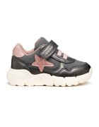 Geox Pantofi sport Flexyper de piele ecologica si material textil cu detalii cu aspect stralucitor - Roz deschis/Gri inchis