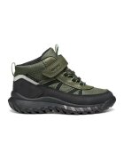 Geox Pantofi sport impermeabili cu velcro - Negru stins/Kaki inchis