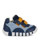 Geox Pantofi sport Iupidoo cu velcro si garnituri de piele ecologica - Albastru deschis/Bleumarin