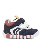 Geox Pantofi sport Iupidoo cu velcro si garnituri de piele intoarsa - Alb/Rosu inchis/Bleumarin