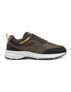 Geox Pantofi sport low-cut de piele ecologica - Negru/Kaki