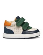 Geox Pantofi sport mid-cut din piele cu velcro - Verde/Alb fildes