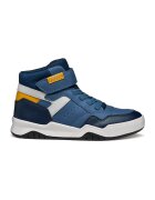 Geox Pantofi sport mid-high de piele ecologica - Albastru prafuit/Maro deschis/Bleumarin