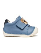 Geox Pantofi sport Tutim de piele cu inchidere velcro - Albastru prafuit/Bej