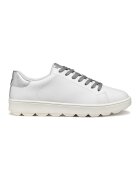Geox Pantofi sport uni de piele peliculizata - Alb/Argintiu