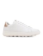 Geox Pantofi sport uni de piele peliculizata - Alb/Auriu