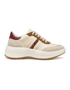 Geox Pantofi sport wedge cu insertii de piele intoarsa - Maro scortisoara/Crem