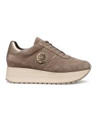 Geox Pantofi sport wedge de piele ecologica si piele intoarsa - Maro taupe