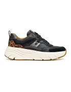 Geox Pantofi sport wedge de piele - Negru/Maro
