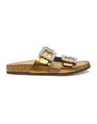 Geox Papuci de piele ecologica cu strasuri - Bronz