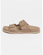 Geox Papuci de piele intoarsa cu catarame Sandybett - Maro taupe