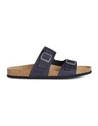 Geox Papuci de piele nabuc cu catarama - Bleumarin