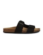 Geox Papuci din piele nabuc cu catarame ajustabile - Negru