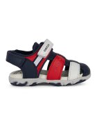 Geox Sandale cu inchidere velcro si detalii din piele - Rosu/Bleumarin