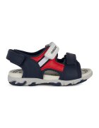 Geox Sandale cu inchidere velcro si detalii din piele - Rosu/Bleumarin