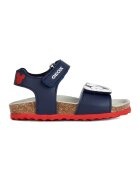 Geox Sandale cu inchidere velcro si model Mickey Mouse - Rosu/Alb/Bleumarin
