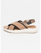 Geox Sandale cu inchidere velcro si talpa wedge Spherica - Negru/Maro inchis/Alb murdar