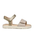 Geox Sandale cu velcro si detalii de piele - Auriu