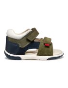 Geox Sandale cu velcro si garnituri de piele intoarsa - Verde inchis/Bleumarin