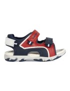 Geox Sandale de piele cu logo - Rosu/Alb/Bleumarin
