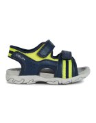 Geox Sandale de piele ecologica cu aspect contrastant - Verde lime/Bleumarin