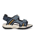 Geox Sandale de piele ecologica cu banda velcro - Negru/Albastru petrol