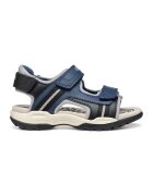 Geox Sandale de piele ecologica cu banda velcro - Negru/Bleumarin
