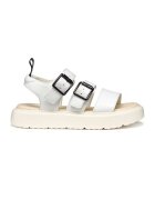 Geox Sandale de piele ecologica cu catarama - Alb