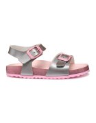 Geox Sandale de piele ecologica cu catarama - Roz/Argintiu