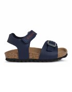 Geox Sandale de piele ecologica cu segment cu catarama Chalki - Rosu inchis/Bleumarin