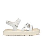 Geox Sandale de piele ecologica cu velcro - Alb/Argintiu