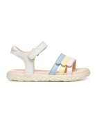 Geox Sandale de piele ecologica cu velcro - Alb/Galben/Roz