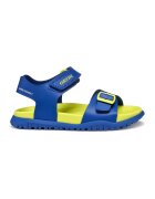 Geox Sandale de piele ecologica cu velcro Fusbetto - Albastru royal/Verde lime