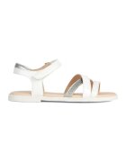 Geox Sandale de piele ecologica cu velcro Karly - Alb/Argintiu