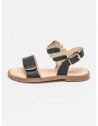 Geox Sandale de piele ecologica cu velcro Karly - Auriu/Negru/Maro nisip
