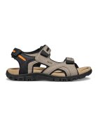 Geox Sandale de piele ecologica cu velcro - Negru/Portocaliu mandarina/Maro taupe deschis