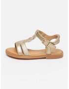Geox Sandale de piele ecologica Karly - Auriu/Maro nisip