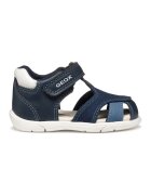 Geox Sandale de piele ecologica si material textil - Alb/Bleumarin