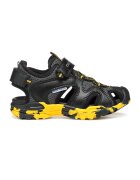 Geox Sandale de piele ecologica si material textil cu banda velcro Borealis - Negru/Galben