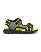 Geox Sandale de piele ecologica si material textil cu velcro Airadyum - Gri/Verde lime