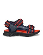 Geox Sandale de piele ecologica si material textil cu velcro Airadyum - Rosu/Bleumarin