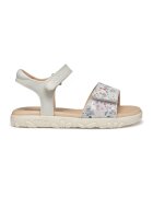 Geox Sandale de piele ecologica si piele intoarsa cu velcro - Alb/Lila/Argintiu