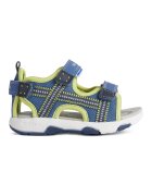 Geox Sandale de piele ecologica si plasa cu velcro - Albastru inchis/Galben pal