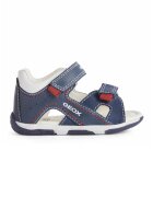 Geox Sandale de piele si piele intoarsa cu velcro - Rosu/Alb/Bleumarin