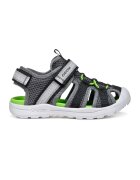 Geox Sandale din material textil cu velcro - Gri/Verde lime