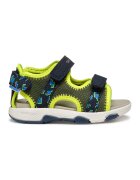 Geox Sandale din material textil si piele ecologica - Verde lime/Bleumarin