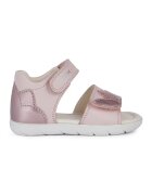 Geox Sandale din piele cu inchidere velcro - Roz deschis/Argintiu